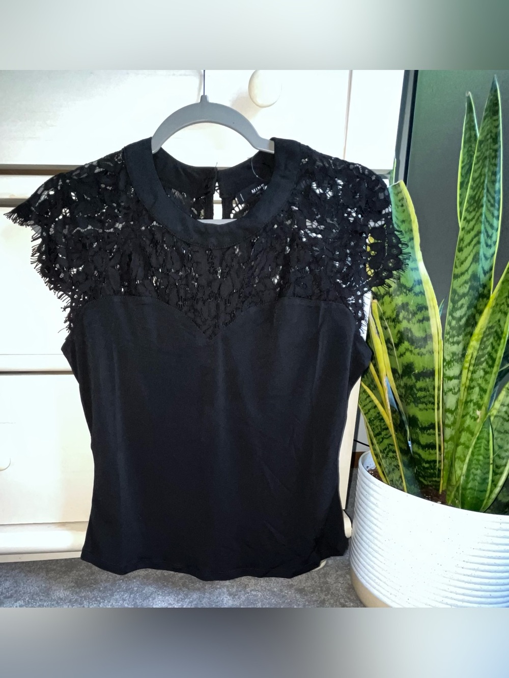 NWOT MINE Black Lace Blouse M
